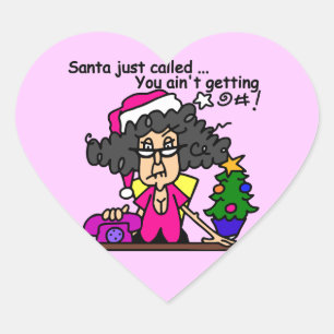 Santa Called Heart Sticker