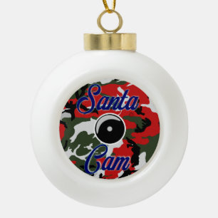 Santa Cam Christmas Camo Ornament/Santa Camera Cam Ceramic Ball Christmas Ornament