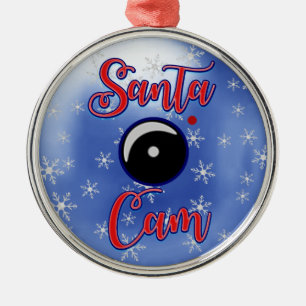 Santa Cam Christmas Ornament/Santa Camera Blue Metal Tree Decoration