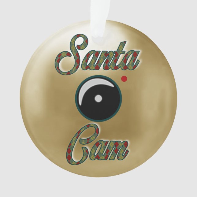 Santa Cam Christmas Ornament/Santa Camera Gold Ornament (Front)