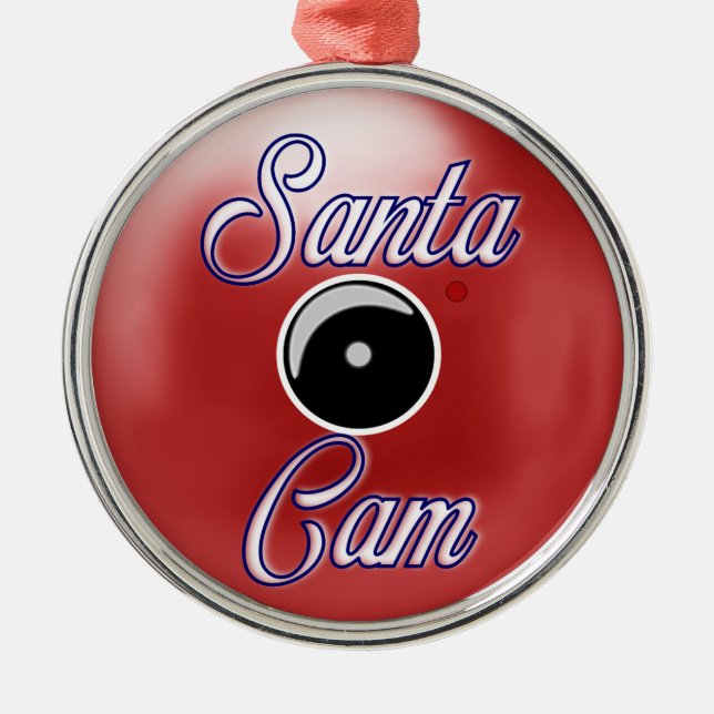 Santa Cam Christmas Ornament/Santa Camera Red Metal Tree Decoration (Front)