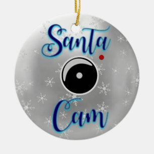 Santa Cam Christmas Ornament/Santa Camera Silver Ceramic Tree Decoration