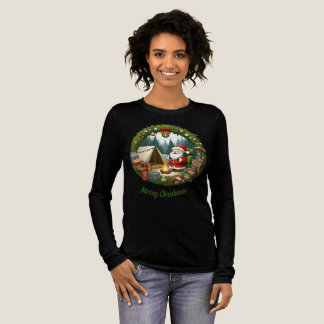 Santa camping merry Christmas Tri-Blend Shirt