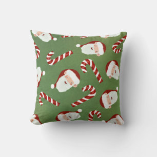Santa & Candy Cane Pattern Christmas Art Candy Can Cushion