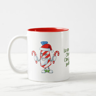 Santa Candy Cane Personalised  Two-Tone Coffee Mug