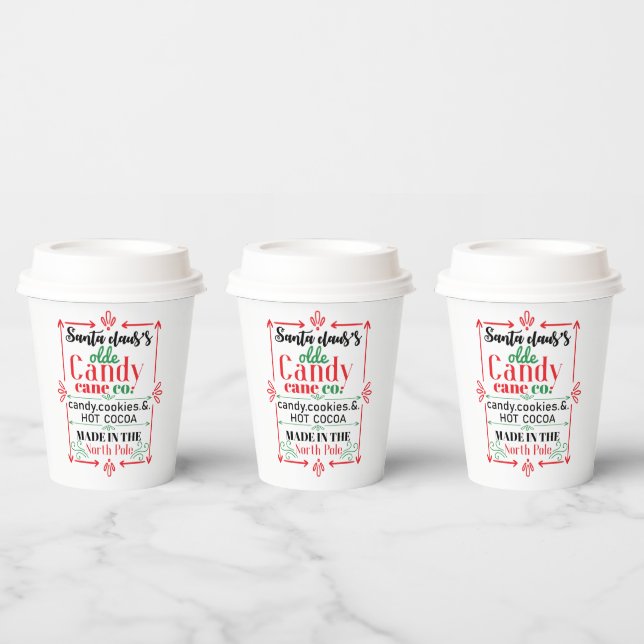 Santa Candy & Cocoa shop Christmas Paper Cups (Multi)