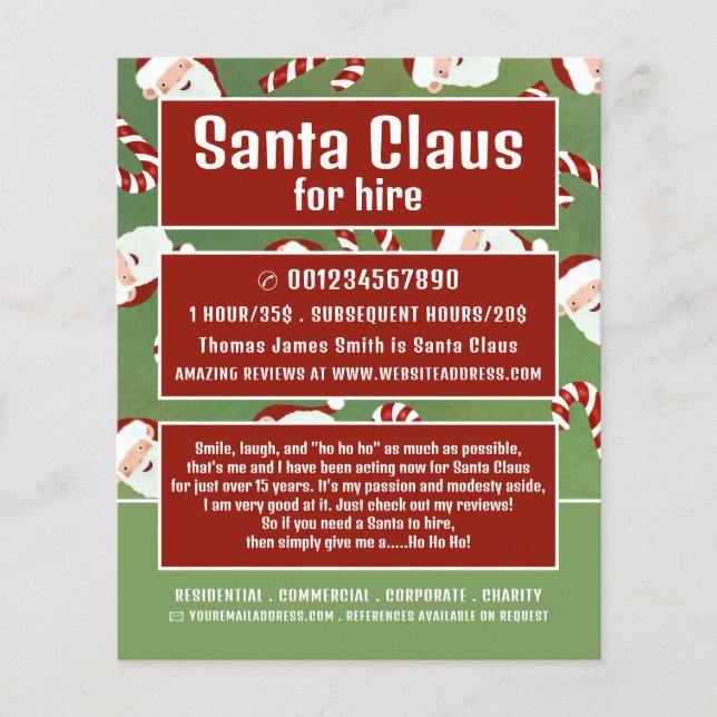 Santa Candy, Santa Claus Entertainer Advertising Flyer (Front)