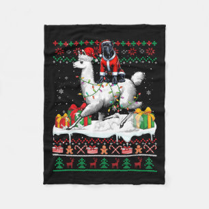 Santa Cane Corso Riding Llama Christmas Sweater Lo Fleece Blanket