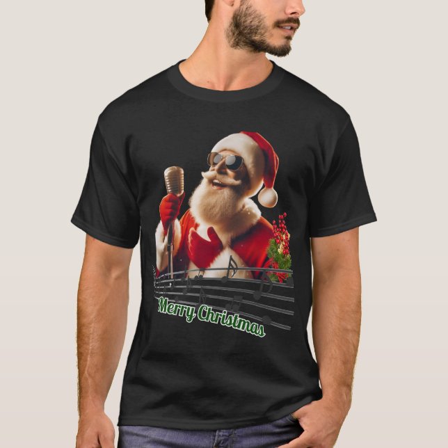 Santa Cantante Rock and Roll T-Shirt (Front)