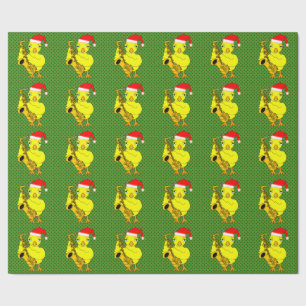 Santa Cap Saxophone Chick Wrapping Paper