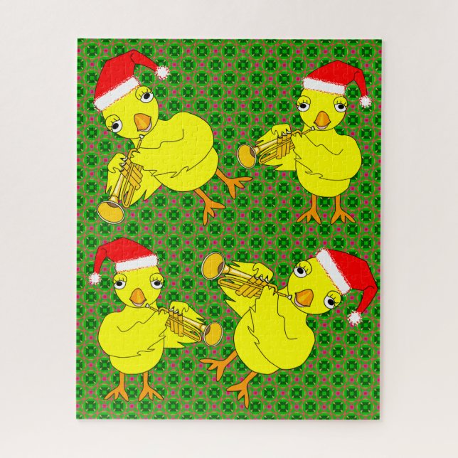 Santa Cap Trumpet Chick Jigsaw Puzzle (Vertical)