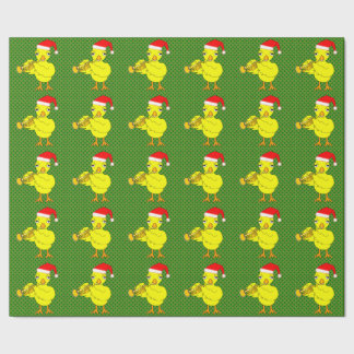 Santa Cap Trumpet Chick Wrapping Paper