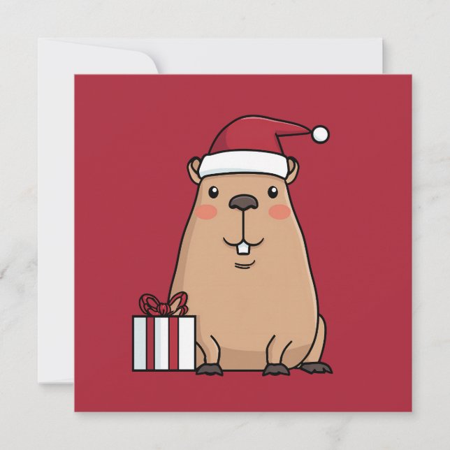 Santa Capybara Holiday Fun Card (Front)