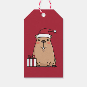Santa Capybara Holiday Fun Gift Tags