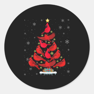 Santa Cardinal Bird Christmas Tree Christmas Light Classic Round Sticker