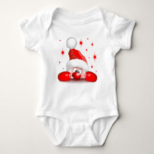 Santa Cartoon Cute Peeking Character © BluedarkArt Baby Bodysuit