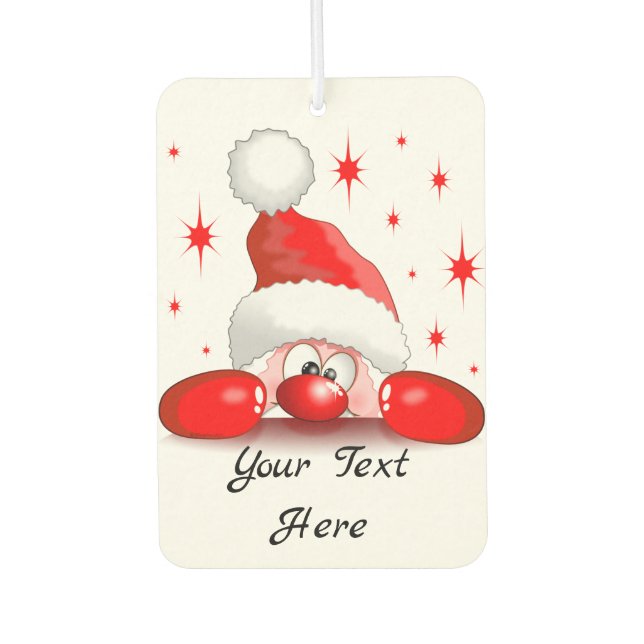 Santa Cartoon Cute Peeking Character © BluedarkArt Car Air Freshener (Front)