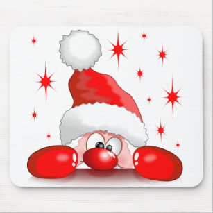 Santa Cartoon Cute Peeking Character © BluedarkArt Mouse Pad