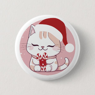 Santa Cat #2 6 Cm Round Badge
