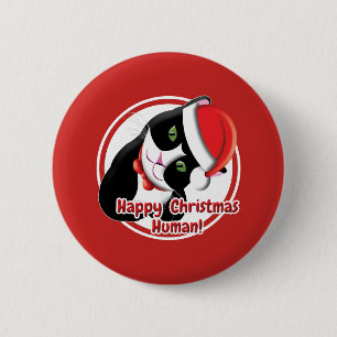Santa Cat 6 Cm Round Badge
