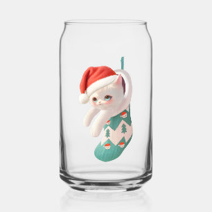 Santa Cat: Bao Bao in Christmas Stocking Art Can Glass