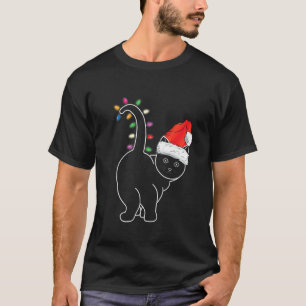 Santa Cat Christmas Colour Led Light Funny Xmas Ca T-Shirt
