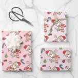 Santa Cat Christmas Pink Pattern Wrapping Paper Sheet<br><div class="desc">Imagine a whimsical wrapping paper adorned with a delightful pattern featuring playful cats dressed as Santa Claus, complete with tiny hats and fluffy beards. These charming felines are playfully intertwined with vibrant candy canes, adding a festive touch to the design. The background is a soft, cheerful pink that enhances the...</div>