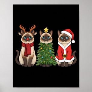 Santa Cat Christmas Siamese Cat Mom Cat Lover Xmas Poster