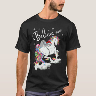 Santa Cat Christmas Unicorn Believe T-Shirt