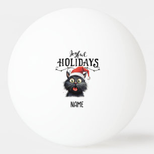 Santa Cat for Christmas Table Tennis to player Ping Pong Ball