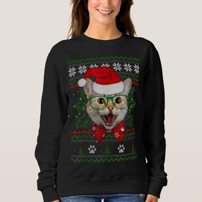 Santa Cat Funny Kitty Ugly Christmas Sweater Xmas (Front)