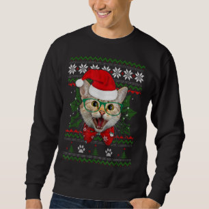 Santa Cat Funny Kitty Ugly Christmas Sweater Xmas