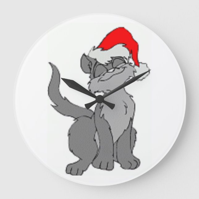 SANTA CAT LARGE CLOCK (Front)