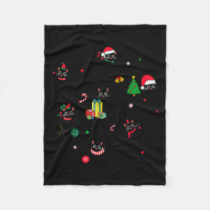 Santa Cat Light Gorgeous Reindeer Pajama Christmas Fleece Blanket