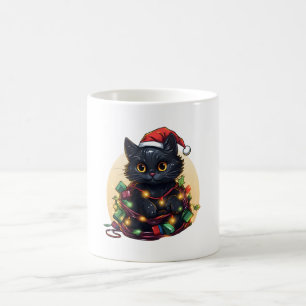 Santa Cat Lights Holiday  Coffee Mug