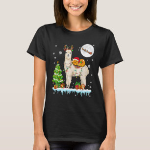 Santa Cat Ridding Reindeer Alpaca Christmas Tree F T-Shirt