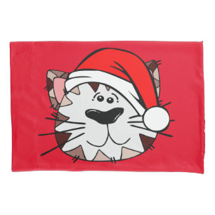 Santa Cat Single Pillowcase, Standard Size Pillowcase