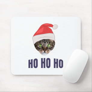 Santa Cat with Santa hat, Ho Ho ho Invitation Squa Mouse Pad