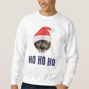 Santa Cat with Santa hat, Ho Ho ho Invitation Squa Sweatshirt
