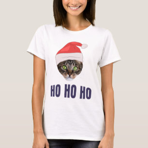 Santa Cat with Santa hat, Ho Ho ho Invitation Squa T-Shirt