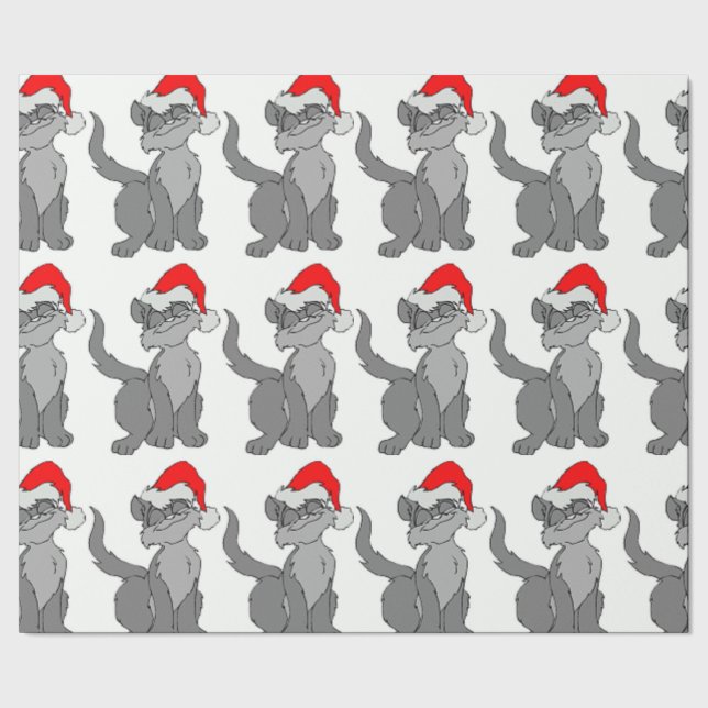 SANTA CAT WRAPPING PAPER (Seam)