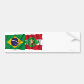 Santa Catarina & Brazil Waving Flags Bumper Sticker