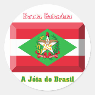 Santa Catarina Flag Gem Classic Round Sticker