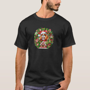 Santa Cavalier King Charles Spaniel Christmas Flor T-Shirt