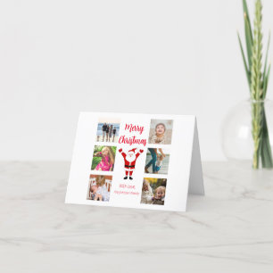 Santa Celebrates 6 Photos Minimalist Holiday Card