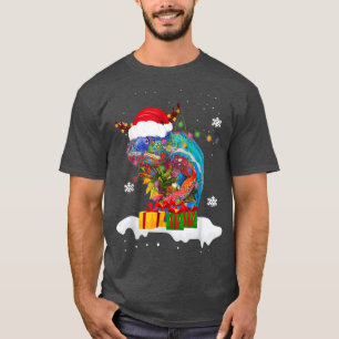 Santa Chameleon Animal Christmas Lights Lover Chri T-Shirt