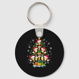 Santa Champagnes As Christmas Tree Matching Drinke Key Ring