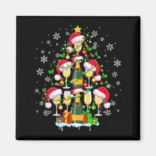 Santa Champagnes As Christmas Tree Matching Drinke Magnet
