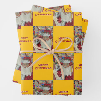 Santa Checking It Twice Merry Christmas Gold Wrapping Paper Sheet