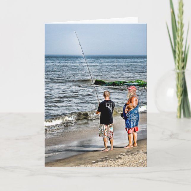 Santa Checking Out Rehoboth Fisher... - Customised Holiday Card (Front)